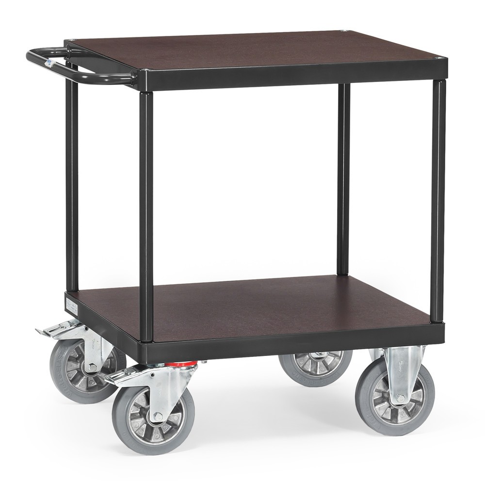 Imagen del producto: carro|plataforma de mesa pesado fetra®, capacidad de carga 1.200 kg, 2 niveles de 700 x 700 mm, gris antracita