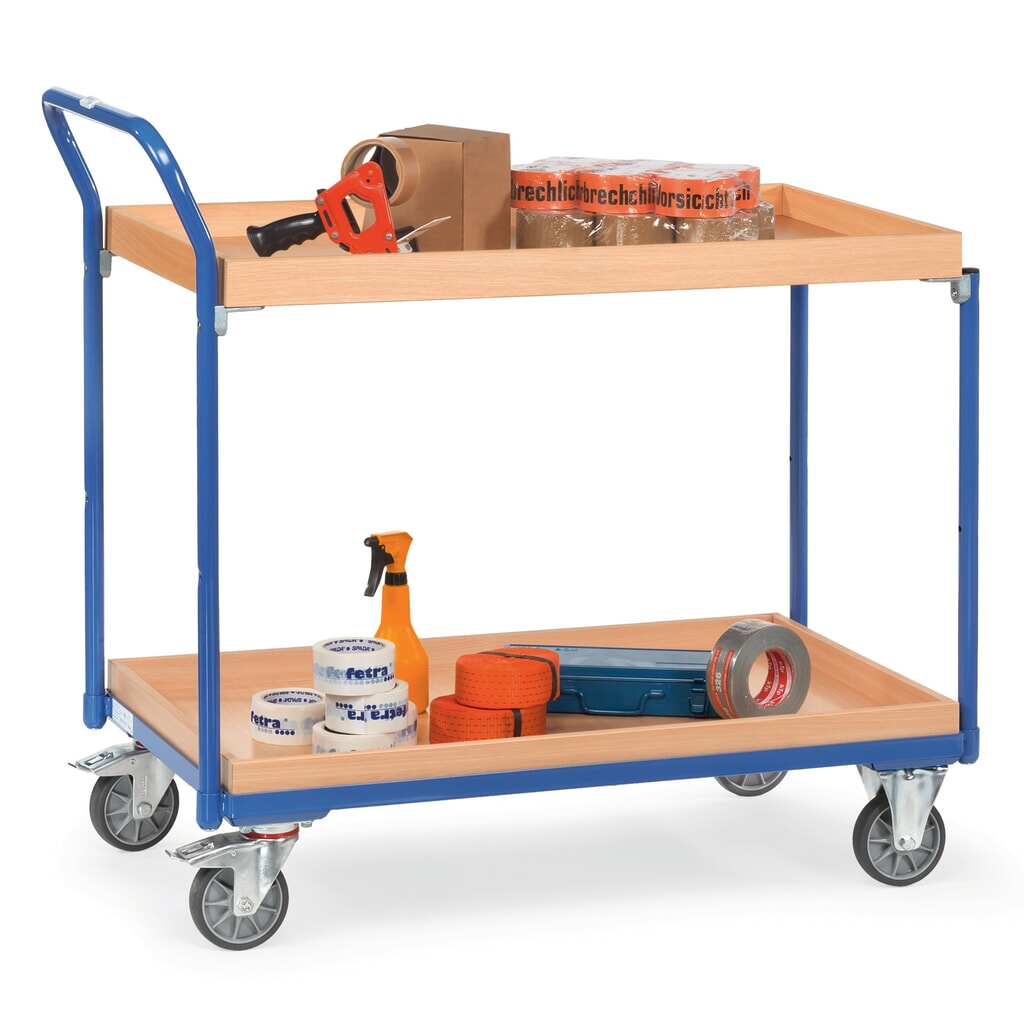 carro|plataforma de mesa fetra® con 2 cajas de madera de 850 x 500 mm, altura de construcción 1.030 mm Número de imagen del producto 2: carro|plataforma de mesa fetra® con 2 cajas de madera de 850 x 500 mm, altura de construcción 1.030 mm