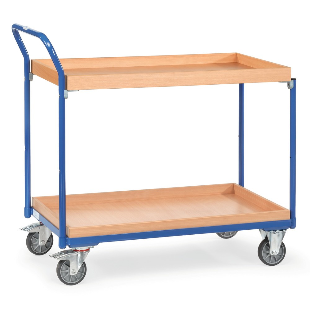 Imagen del producto: carro|plataforma de mesa fetra® con 2 cajas de madera de 850 x 500 mm, altura de construcción 1.030 mm