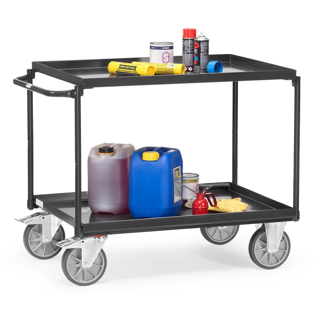 Número de imagen del producto 2: carro de mesa fetra® con bañeras herméticas, 2 niveles de 1.000 x 700 mm, portacarpetas colgantes horizontales, gris antracita