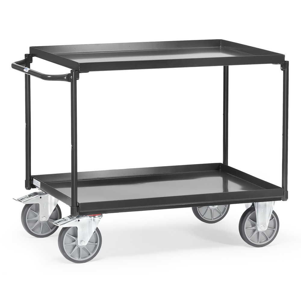 Imagen del producto: carro de mesa fetra® con bañeras herméticas, 2 niveles de 1.000 x 700 mm, portacarpetas colgantes horizontales, gris antracita