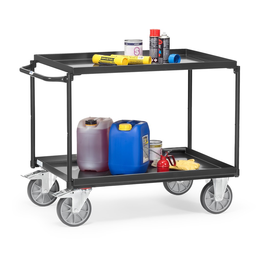 Número de imagen del producto 3: carro de mesa fetra® con bañeras herméticas, 2 niveles de 1.000 x 700 mm, portacarpetas colgantes horizontales, gris antracita