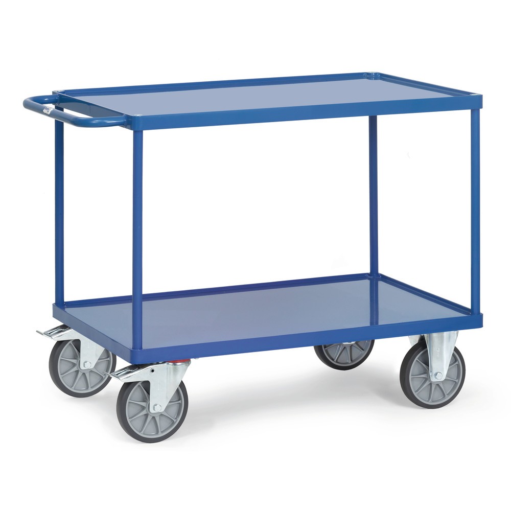 Número de imagen del producto 1: carro|plataforma de mesa y montaje fetra® con bandejas de chapa de acero, área de carga 1.000 x 600 mm