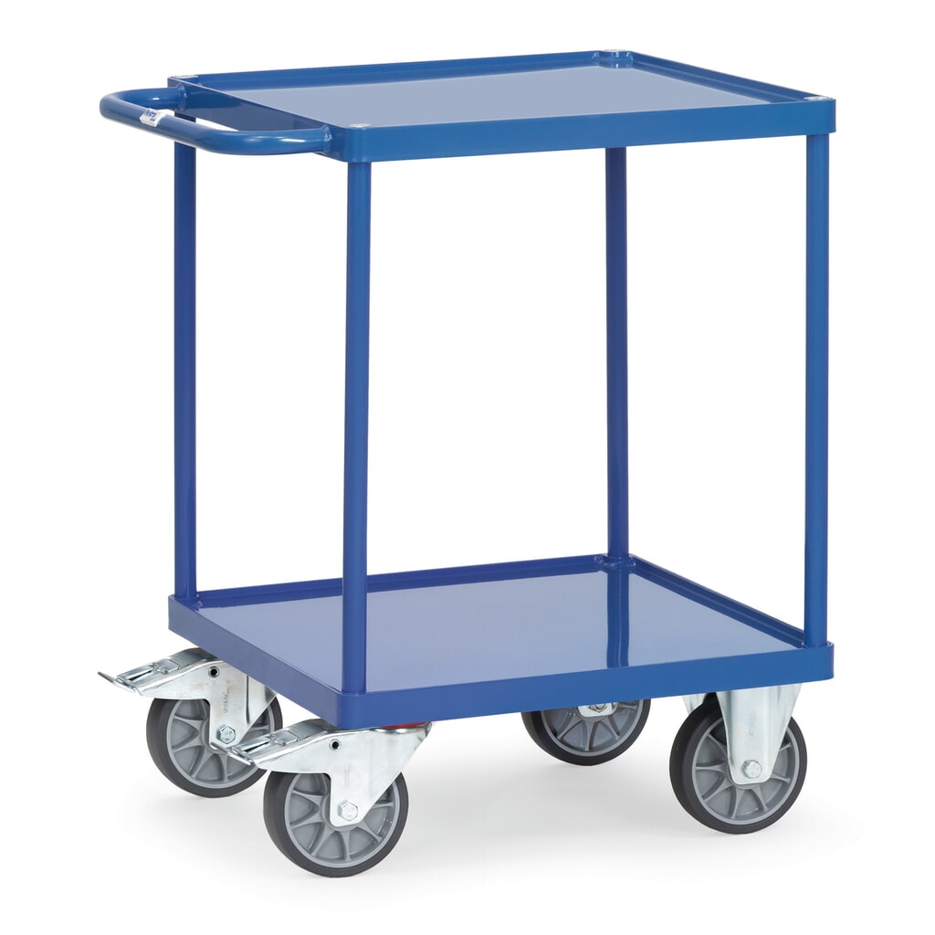 carro|plataforma de mesa y montaje fetra® con bandejas de chapa de acero, superficie de carga 600 x 600 mm Imagen del producto: carro|plataforma de mesa y montaje fetra® con bandejas de chapa de acero, superficie de carga 600 x 600 mm
