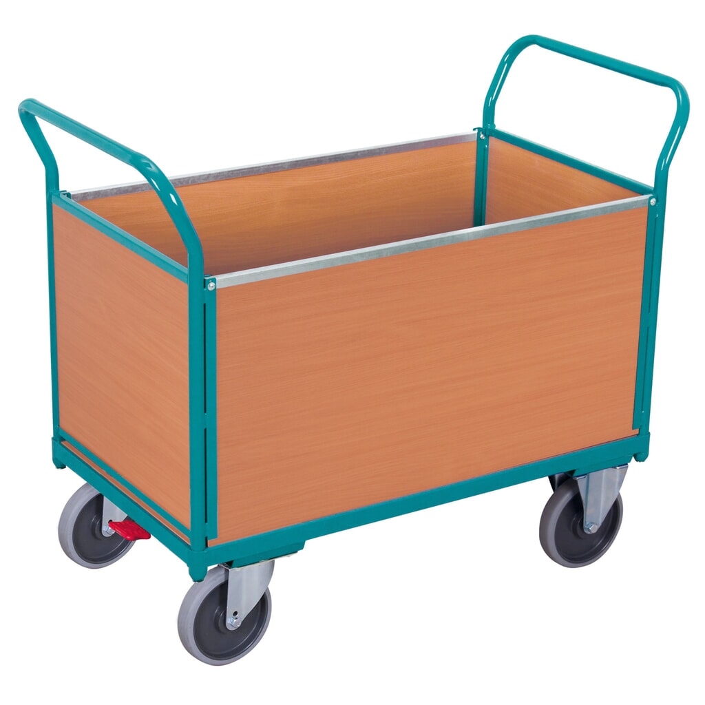 Imagen del producto: carro|plataforma de plataforma Ameise®, 4 caras con paredes de madera, área de carga 652 x 1.000 mm
