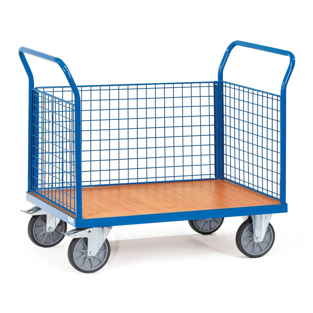 Imagen del producto: carro|plataforma de plataforma fetra®, 3 caras con paredes de celosía, área de carga An x F 500 x 850 mm
