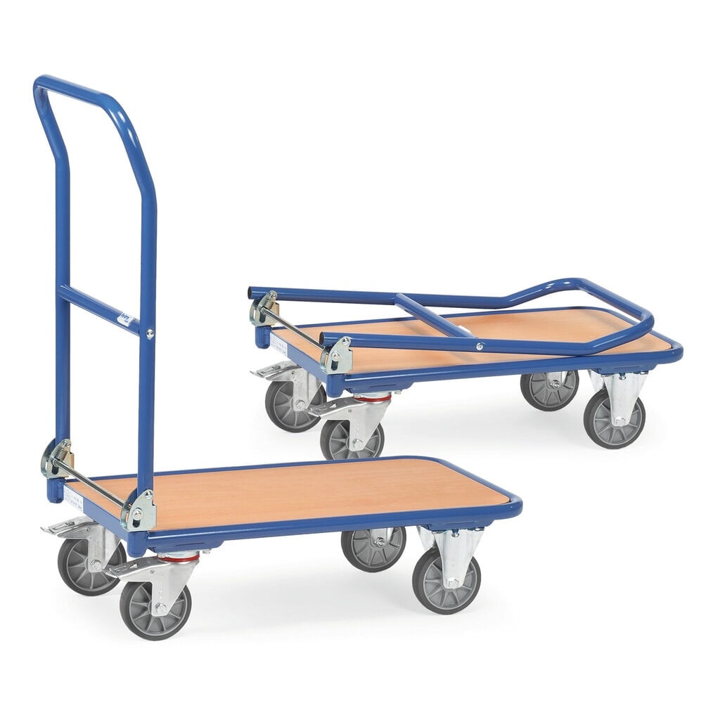 Imagen del producto: carro|plataforma de plataforma fetra® con área de carga de madera, portacarpetas colgantes plegable, ancho An x F 450 x 720 mm, capacidad de carga 150 kg