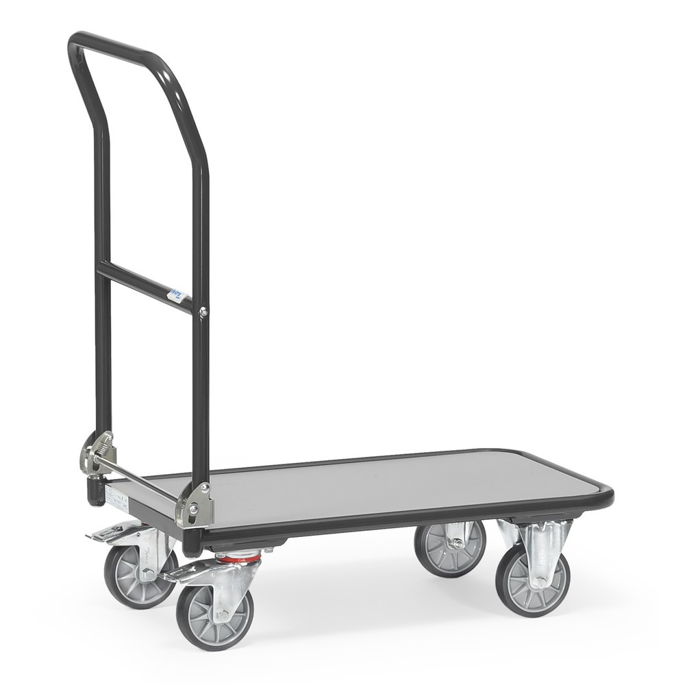 Imagen del producto: carro|plataforma de plataforma fetra® con zona de carga de madera, soporte con bisagras, ancho An x F 450 x 720 mm, capacidad de carga 150 kg, gris antracita