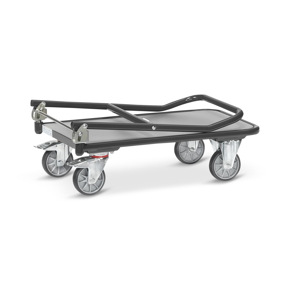 Número de imagen del producto 4: carro|plataforma de plataforma fetra® con zona de carga de madera, soporte con bisagras, ancho An x F 600 x 900 mm, capacidad de carga 250 kg, gris antracita