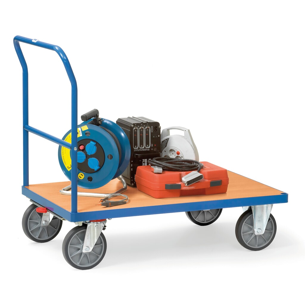 Número de imagen del producto 3: carro|plataforma de plataforma fetra® con manillar, área de carga An x F 600 x 1.000 mm, azul brillante