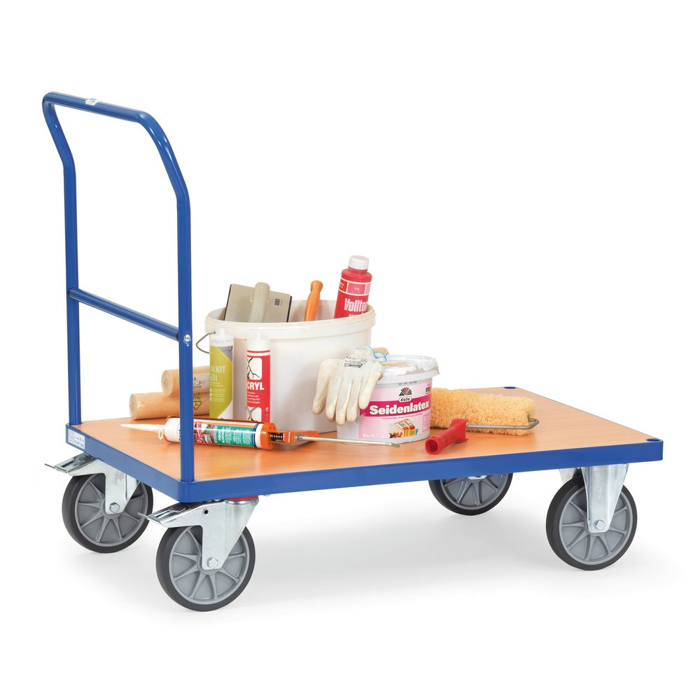 Número de imagen del producto 3: carro|plataforma de plataforma fetra® con manillar, área de carga An x F 500 x 850 mm, azul brillante