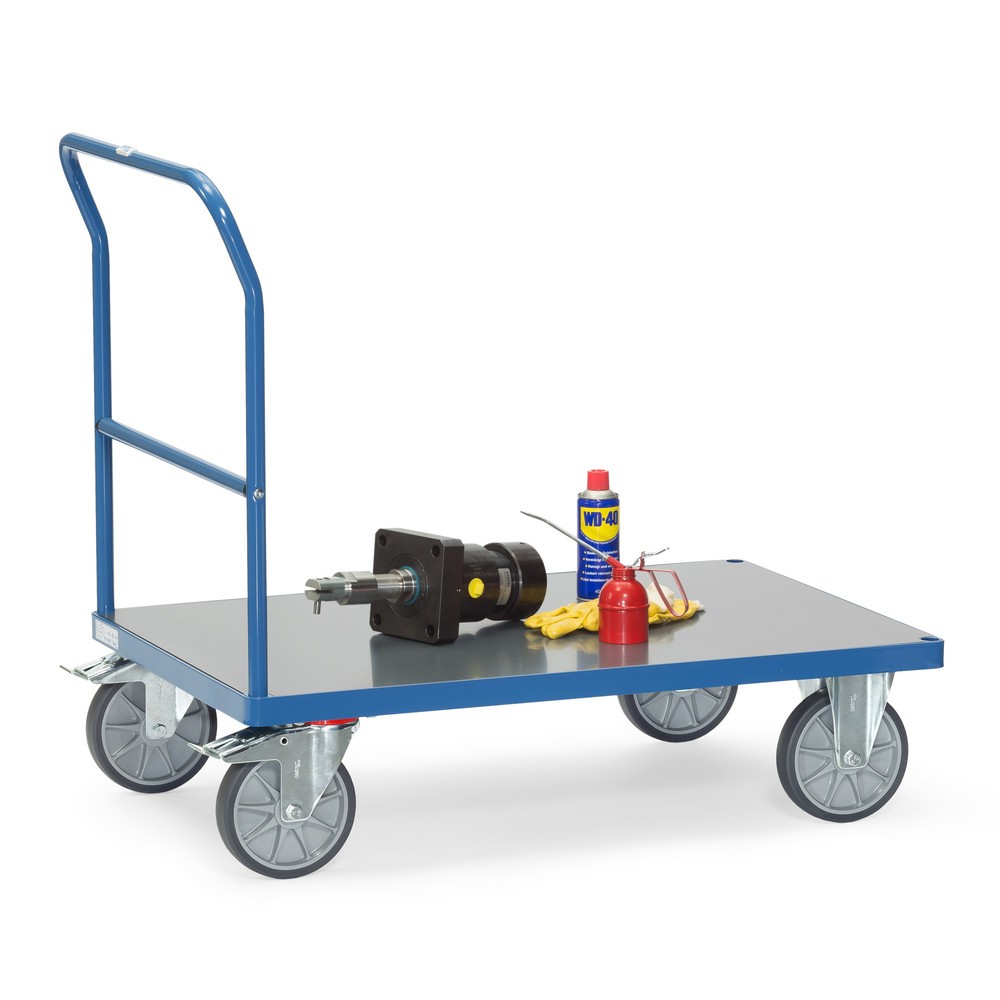 Número de imagen del producto 2: carro con plataforma fetra® con manillar, superficie de carga resistente a la intemperie 700 An x F 1.000 mm, azul brillante