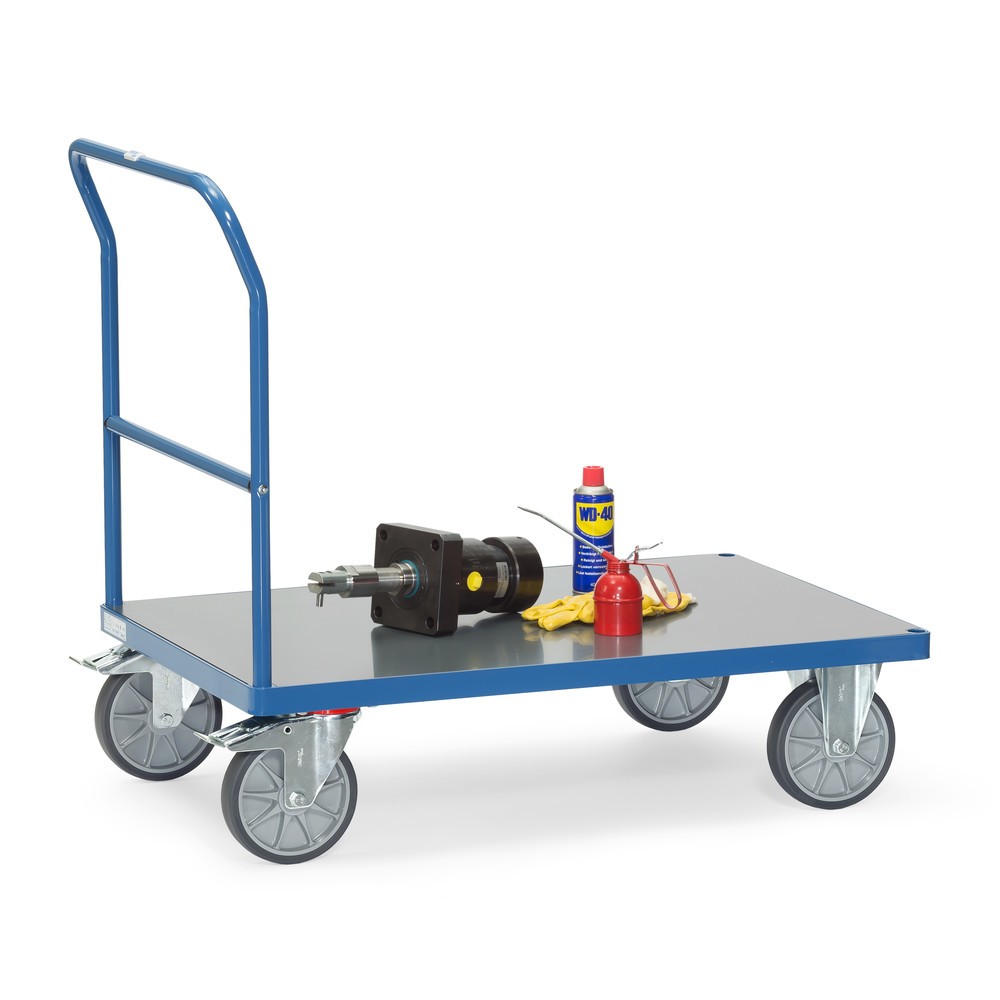 Número de imagen del producto 3: carro con plataforma fetra® con manillar, superficie de carga resistente a la intemperie 700 An x F 1.000 mm, azul brillante