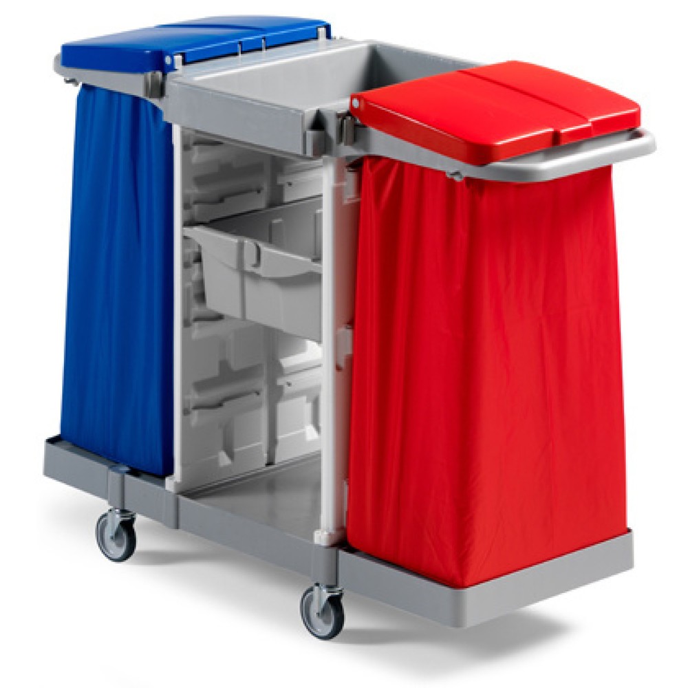 Imagen del producto: carro|plataforma de servicio Duo, 2 marcos de soporte para bolsas de 120 litros, 2 cestas de almacenamiento