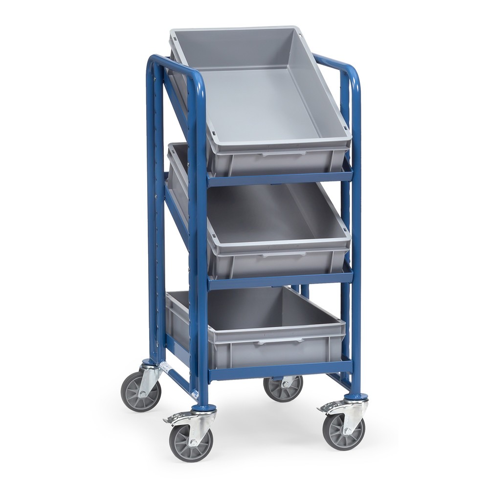 Imagen del producto: carro|plataforma de suelo Eurobox fetra®, con cajas, capacidad de carga 250 kg, 3 pisos à 410 x 610 mm