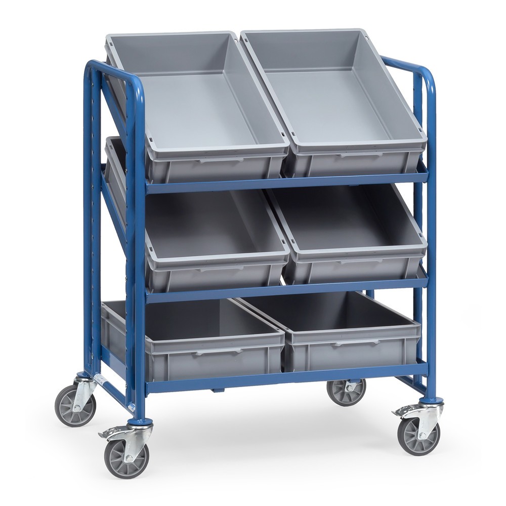Imagen del producto: carro|plataforma de suelo Eurobox fetra®, con cajas, capacidad de carga 250 kg, 3 pisos à 820 x 610 mm