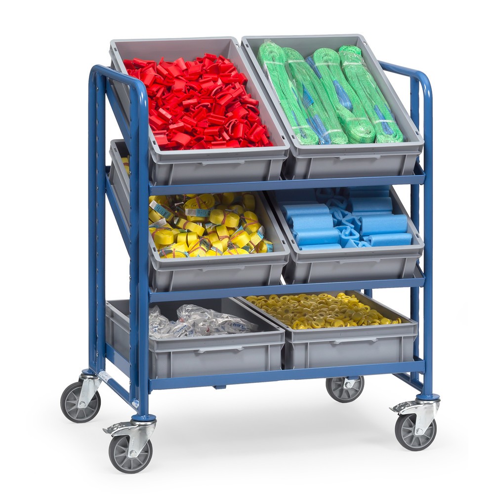 Número de imagen del producto 2: carro|plataforma de suelo Eurobox fetra®, con cajas, capacidad de carga 250 kg, 3 pisos à 820 x 610 mm