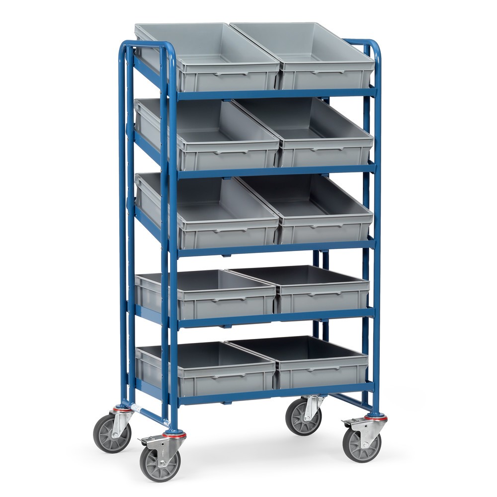 Imagen del producto: carro|plataforma de suelo Eurobox fetra®, con cajas, capacidad de carga 300 kg, 5 pisos à 820 x 610 mm
