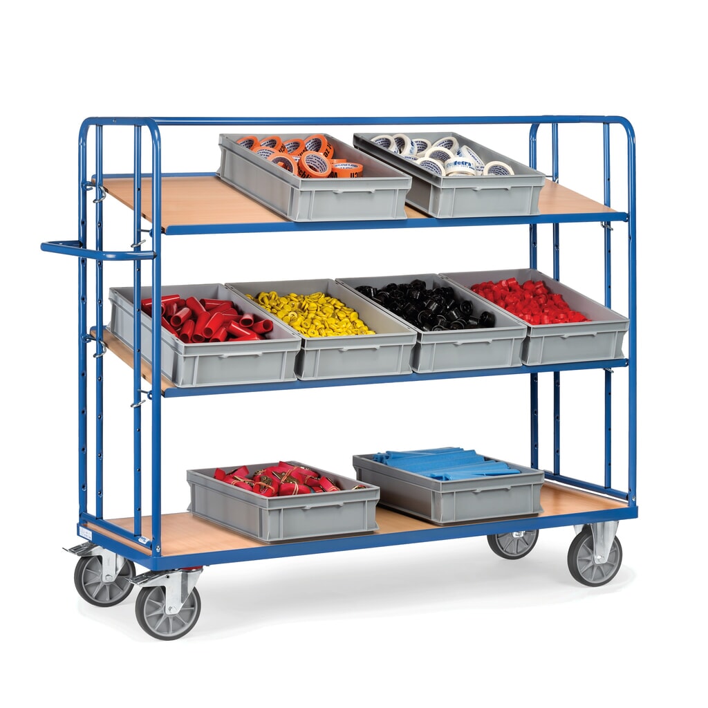 Número de imagen del producto 3: carro|plataforma de suelo Eurobox fetra®, capacidad de carga 500 kg, 3 niveles de 1.250 x 610 mm