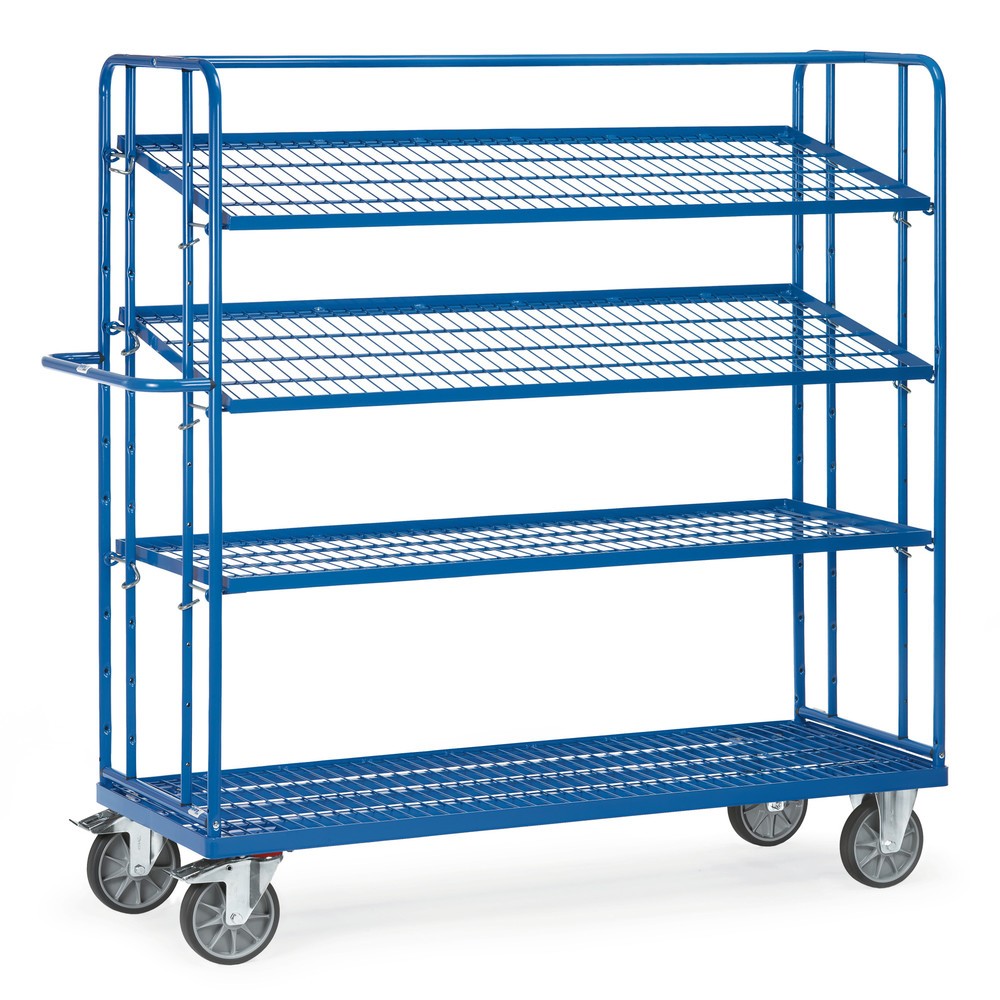 Imagen del producto: carro|plataforma de suelo Eurobox fetra®, capacidad de carga 500 kg, con estantes de celosía à 1.650 x 610 mm