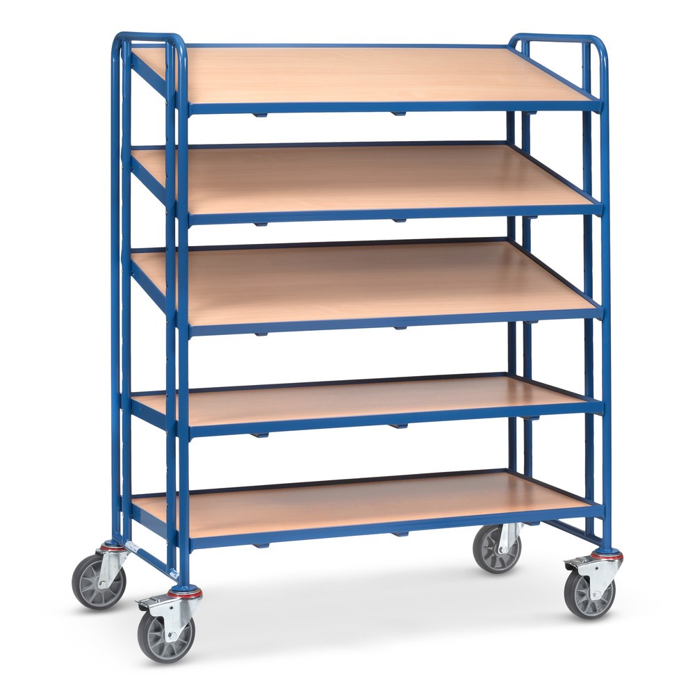 Imagen del producto: carro|plataforma de suelo Eurobox fetra®, con estantes, capacidad de carga 300 kg, 5 pisos de 1.240 x 610 mm