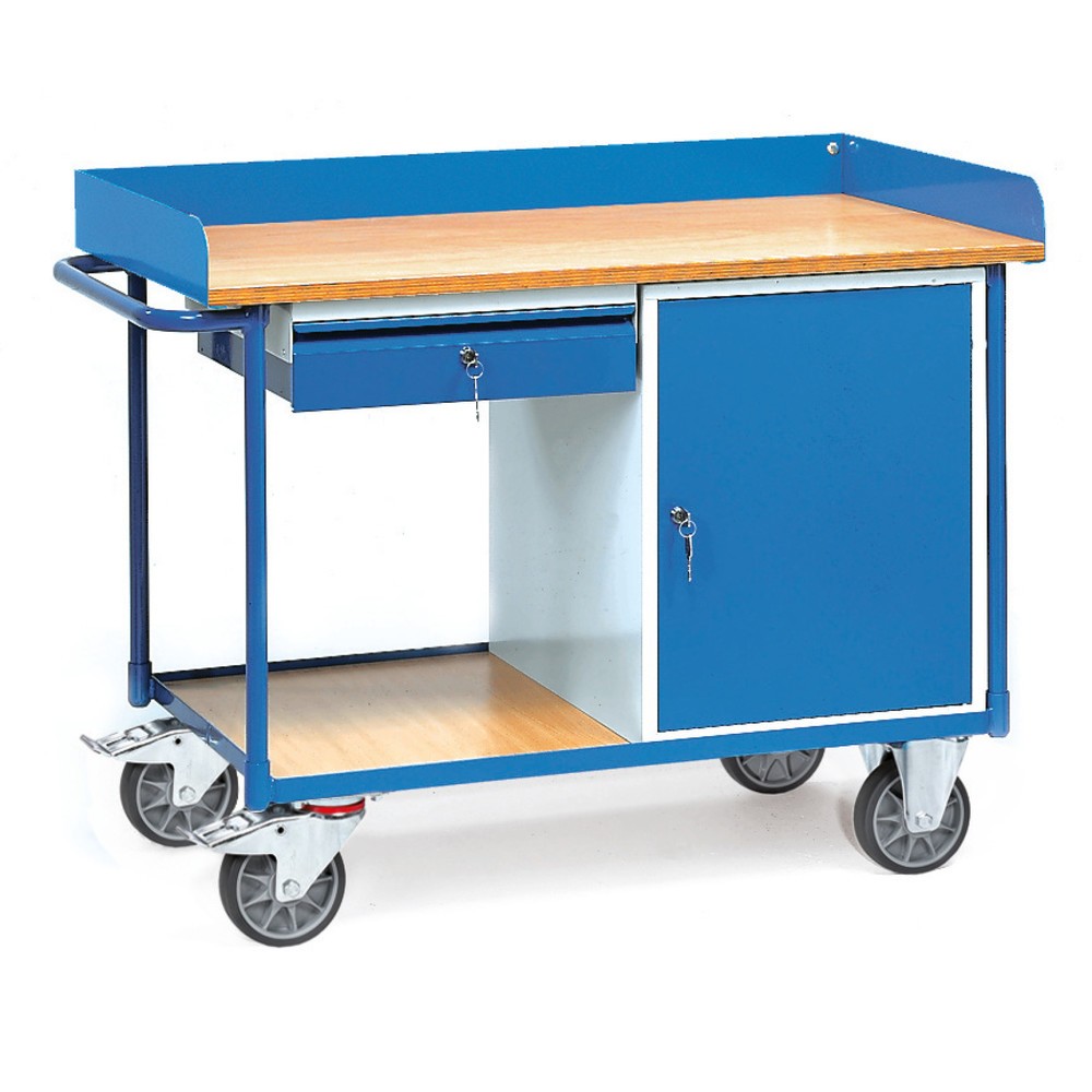 Imagen del producto: carro|plataforma de taller fetra®, armario + 1 módulo con cajones, con borde, alto H x An x F 930 x 1.220 x 650 mm
