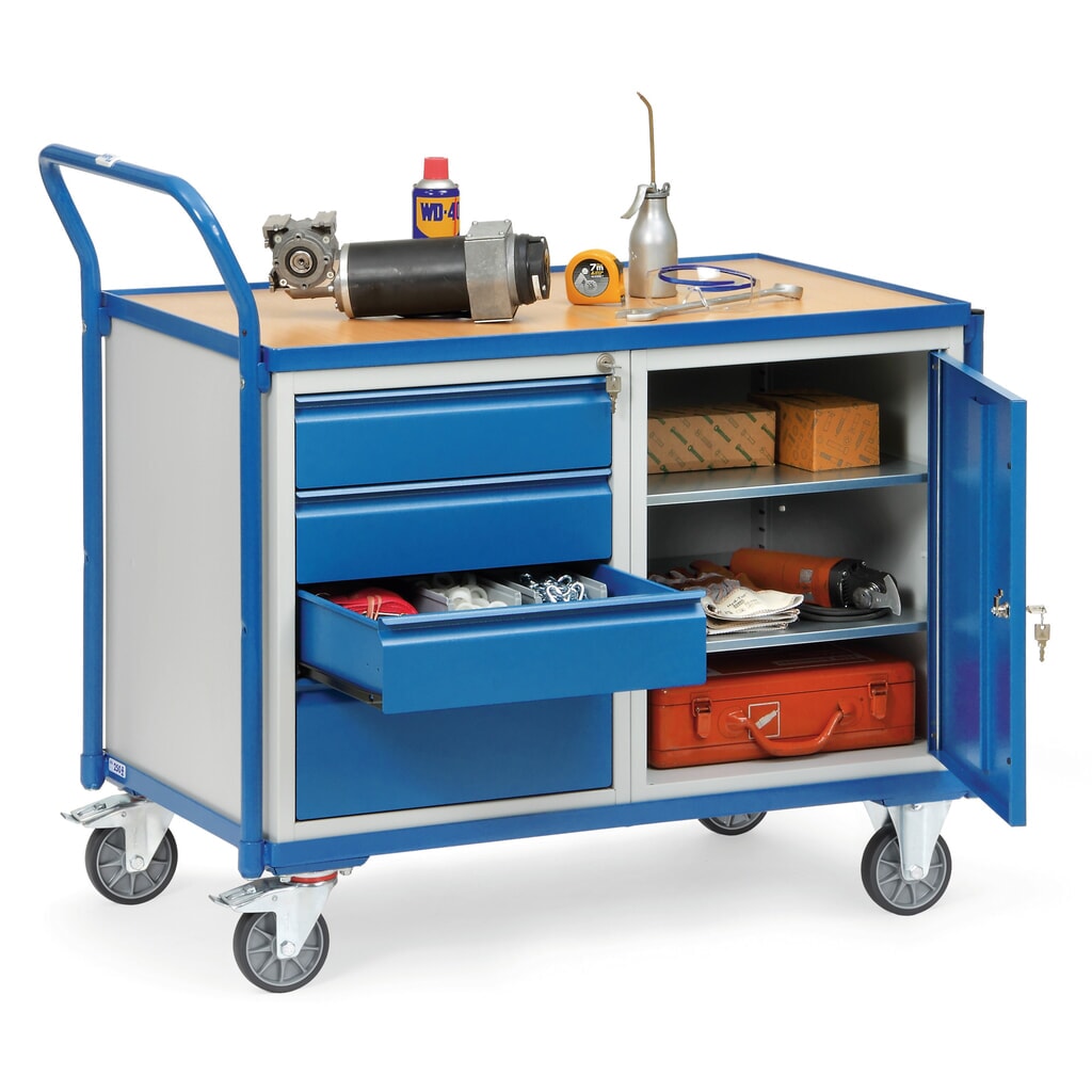 carro|plataforma de taller fetra®, armario, 4 cajones, capacidad de carga 300 kg Número de imagen del producto 2: carro|plataforma de taller fetra®, armario, 4 cajones, capacidad de carga 300 kg