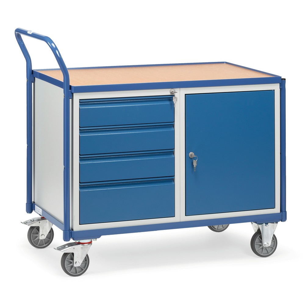 Imagen del producto: carro|plataforma de taller fetra®, armario, 4 cajones, capacidad de carga 300 kg
