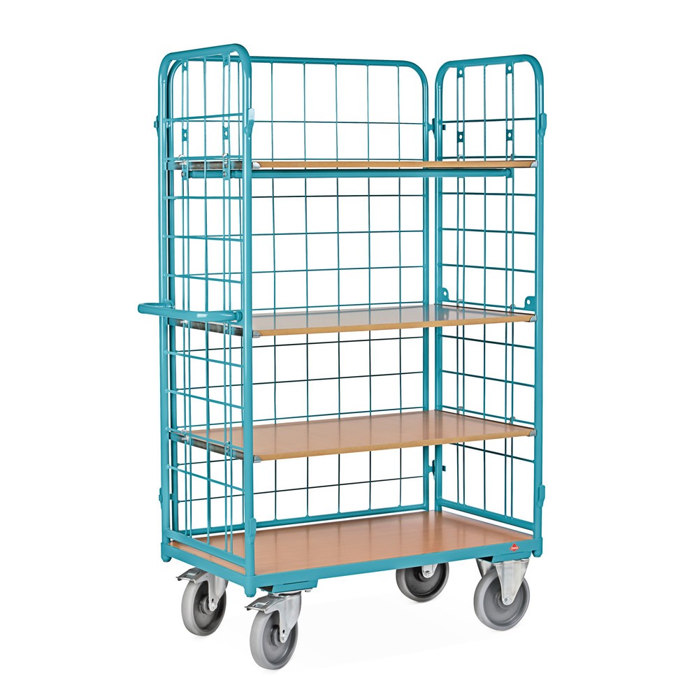 Número de imagen del producto 3: carros con estantes Ameise®, con malla de alambre, cerrado por 3 lados, 4 niveles de 1.000 x 600 mm