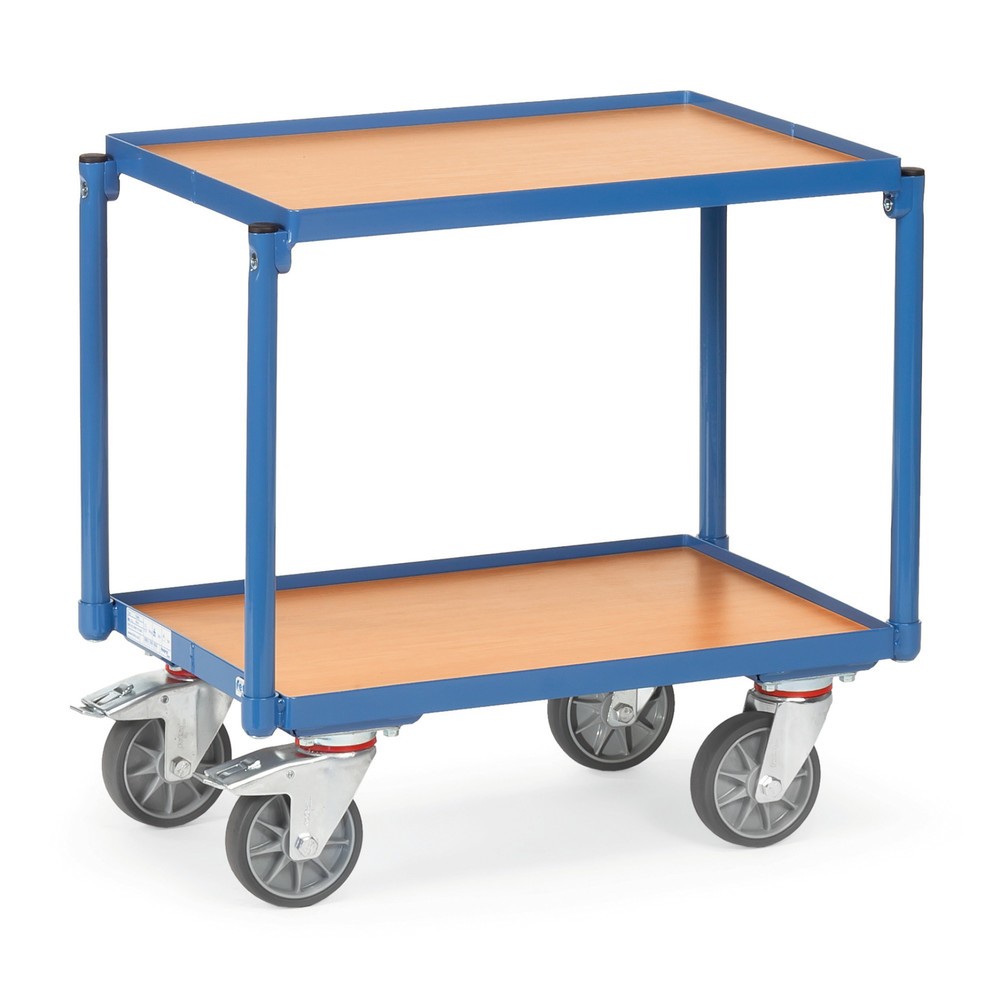 Imagen del producto: carros con estantes fetra®, 2 estantes de madera de 605 x 405 mm, con borde, sin mango|maniobra