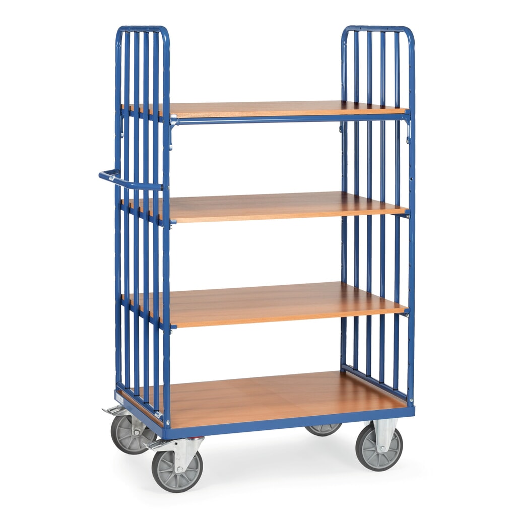 carros con estantes fetra® con puntales verticales de tubo, 2 paredes, 4 pisos cada uno 1.000 x 600 mm Número de imagen del producto 1: carros con estantes fetra® con puntales verticales de tubo, 2 paredes, 4 pisos cada uno 1.000 x 600 mm