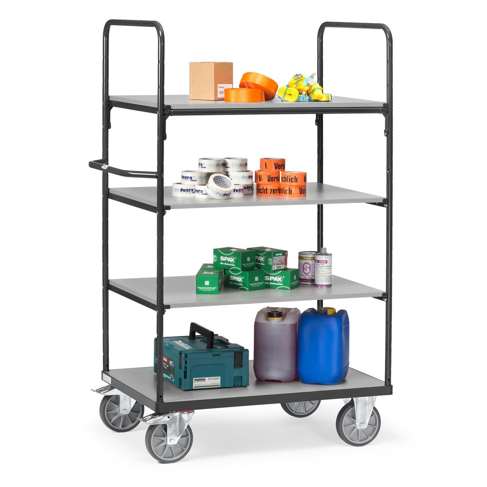 Número de imagen del producto 2: carros con estantes fetra® con suelos de madera, 4 pisos cada uno 1,000 x 600 mm, altura de construcción 1.800 mm, gris antracita