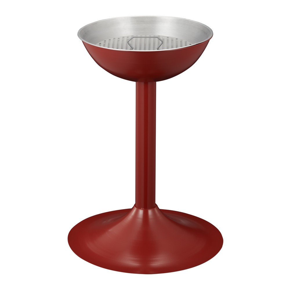 Imagen del producto: Cenicero de columna de acero con pieza insertada y rejilla redondo rojo