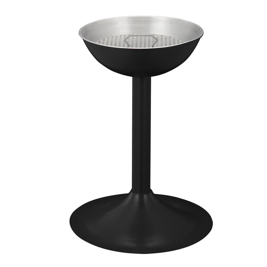 Cenicero de columna de acero con bandeja y rejilla redondo negro Número de imagen del producto 1: Cenicero de columna de acero con bandeja y rejilla redondo negro