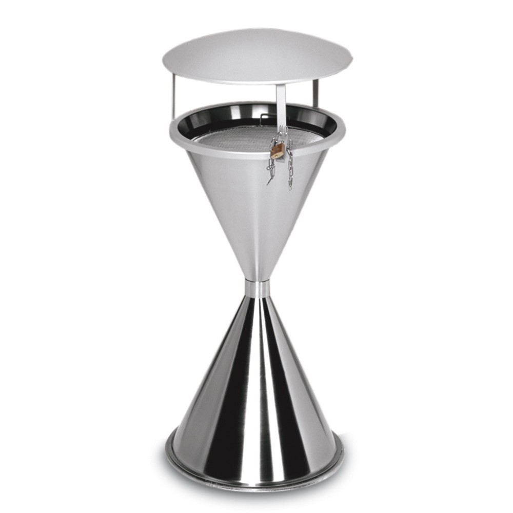 Imagen del producto: Cenicero de columna VAR®, acero inoxidable, con tejadillo, incluido material de montaje
