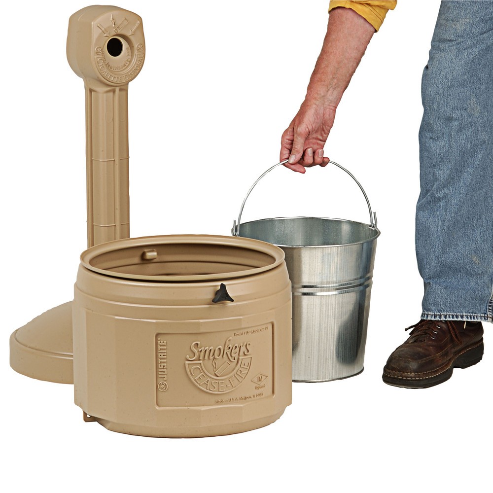 Número de imagen del producto 4: Justrite® Cenicero de seguridad autoextinguible, 15 litros, color beige