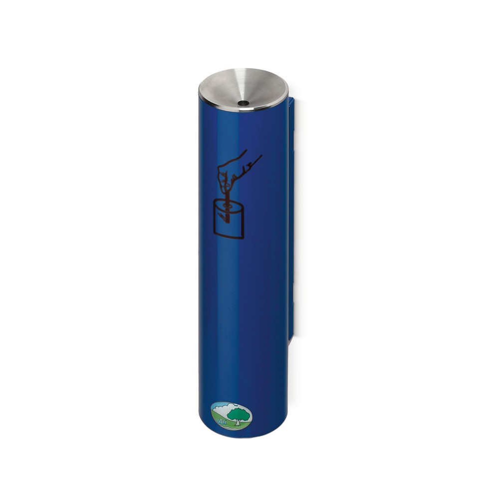 Imagen del producto: Cenicero de seguridad VAR®, autoextinguible, fijación en la pared o sobre tuberías, azul genciana