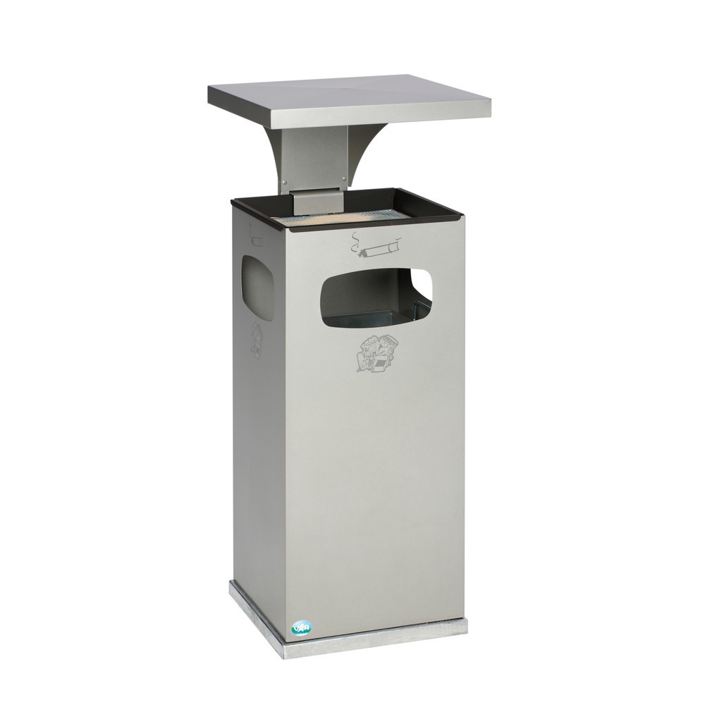 Número de imagen del producto 2: Cenicero VAR® para montar en el suelo, modelo combinado, 38 litros, blanco tráfico