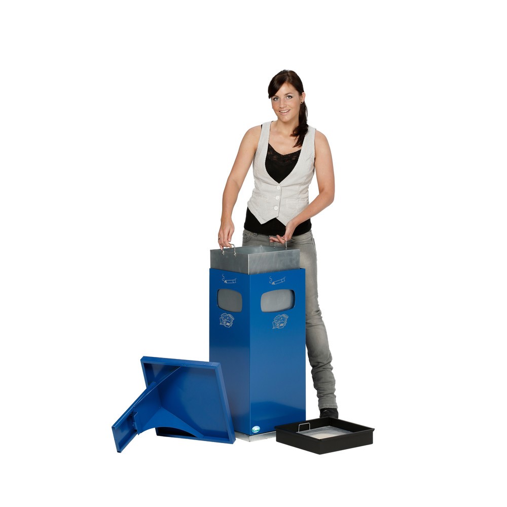 Número de imagen del producto 3: Cenicero VAR® para montar en el suelo, modelo combinado, 38 litros, blanco tráfico