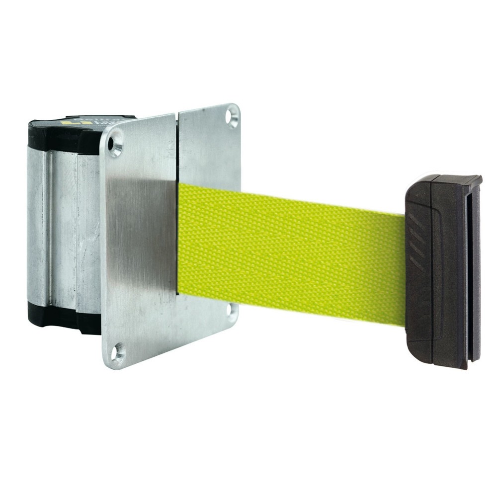 Imagen del producto: Cinta de pared para acordonar L con pieza terminal magnética, longitud 3,7 m, amarillo neón