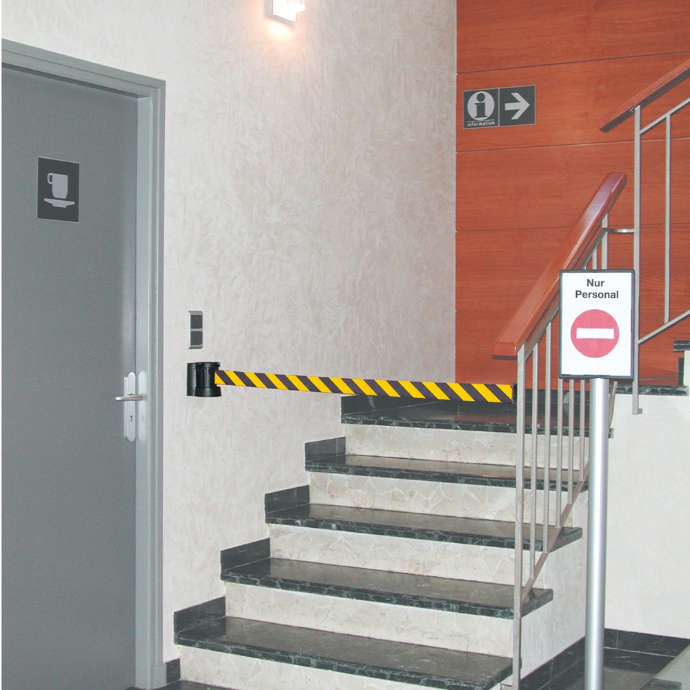 Imagen del producto: Cinta de pared para colgar, longitud 4 m, negro/plata, bandas horizontales