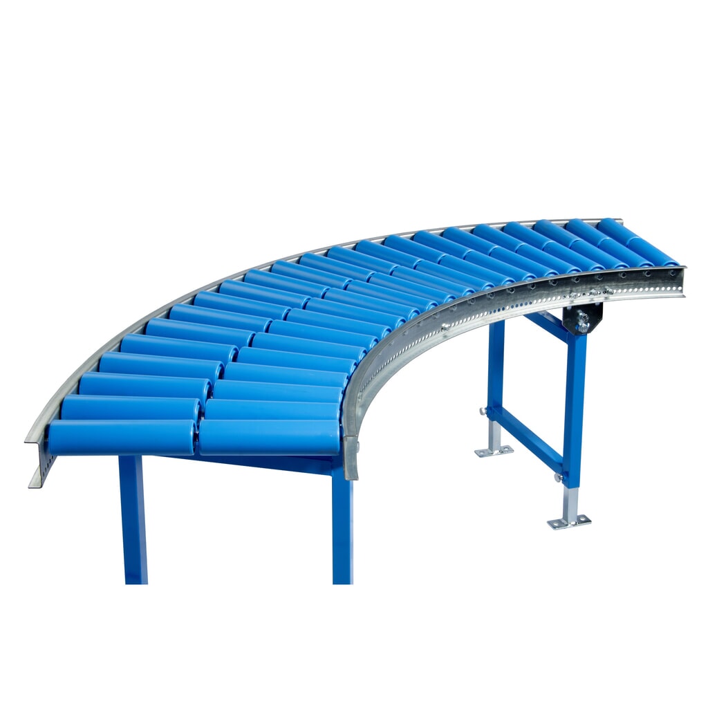 Número de imagen del producto 1: Cinta transportadora ligera BLUME, curva 90˚, rodillos de plástico, Ø 50 mm, ancho de vía 400 mm, distancia por eje 75 mm