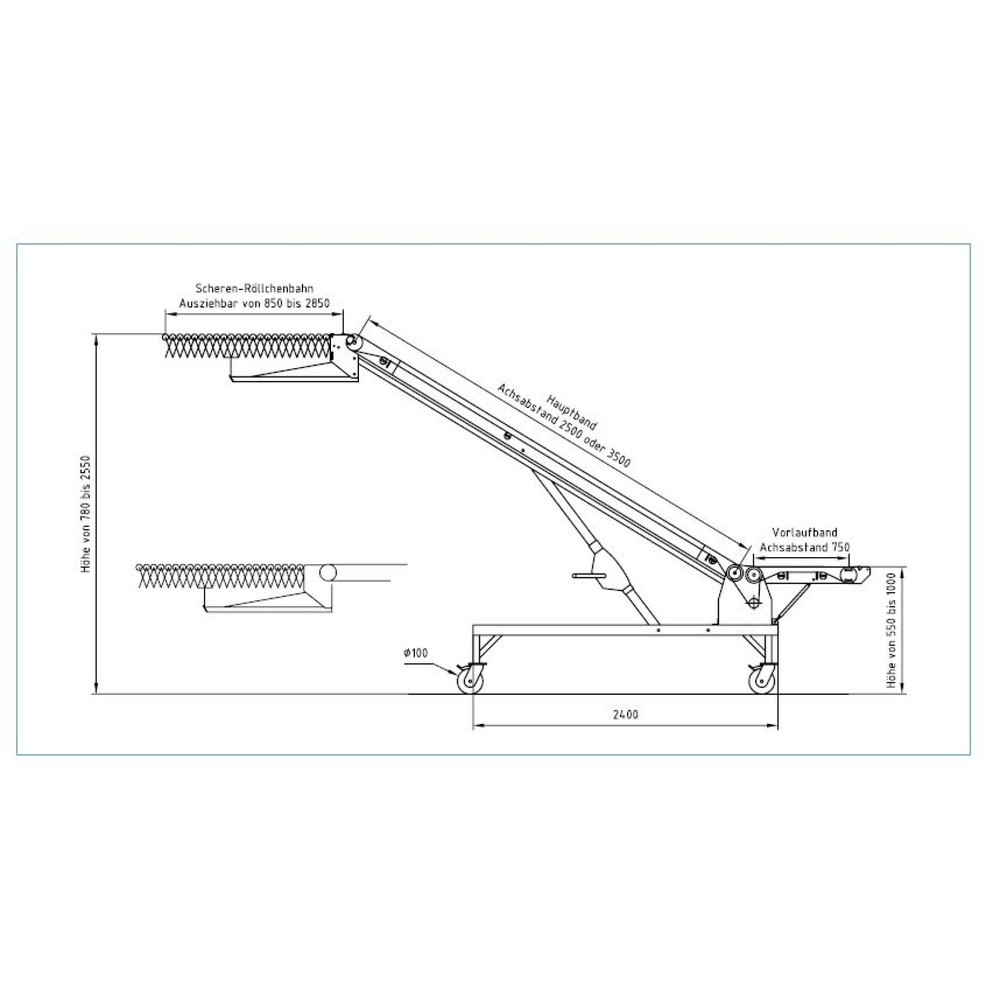 Número de imagen del producto 2: Cinta transportadora para carga y descarga, tipo BE, longitud 3,5 m, ancho de cinta 600 mm