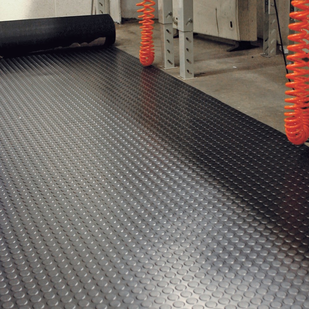 Imagen del producto: COBA Alfombrilla antideslizante, caucho de nitrilo, botonada, metro lineal x 1.200 mm, altura 3 mm, negro