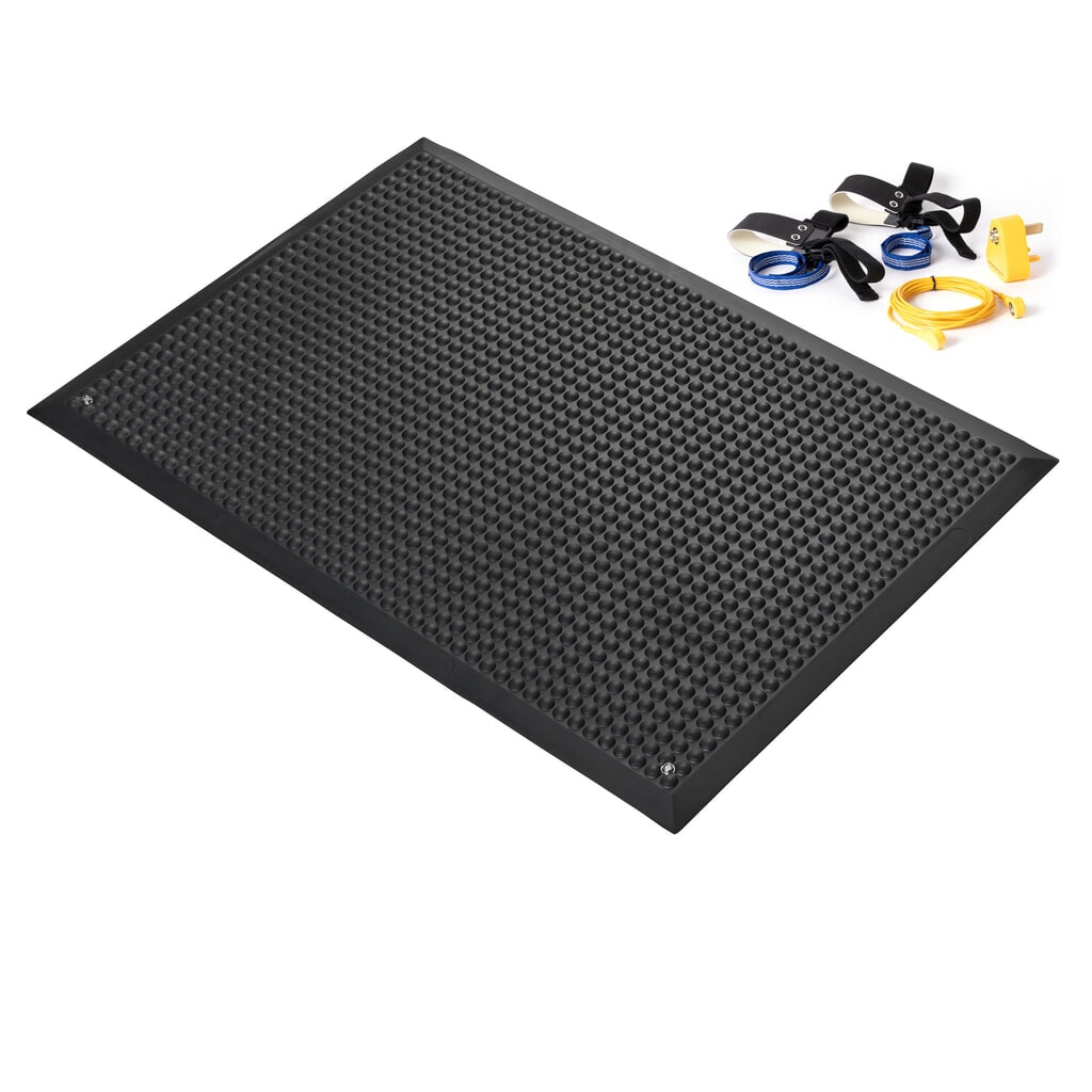 COBA Alfombrilla antifatiga COBAelite® ESD con cable a tierra, An x Fo 600 x 900 mm, negra Imagen del producto: COBA Alfombrilla antifatiga COBAelite® ESD con cable a tierra, An x Fo 600 x 900 mm, negra