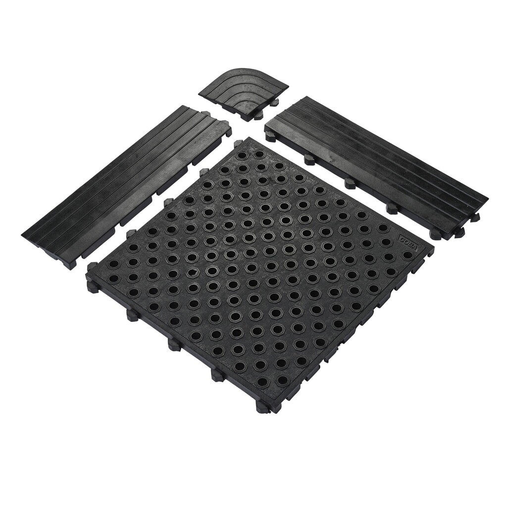 COBA Alfombrilla antifatiga Fatigue Lock Premium, pieza de bordillo, hembra, negra Imagen del producto: COBA Alfombrilla antifatiga Fatigue Lock Premium, pieza de bordillo, hembra, negra