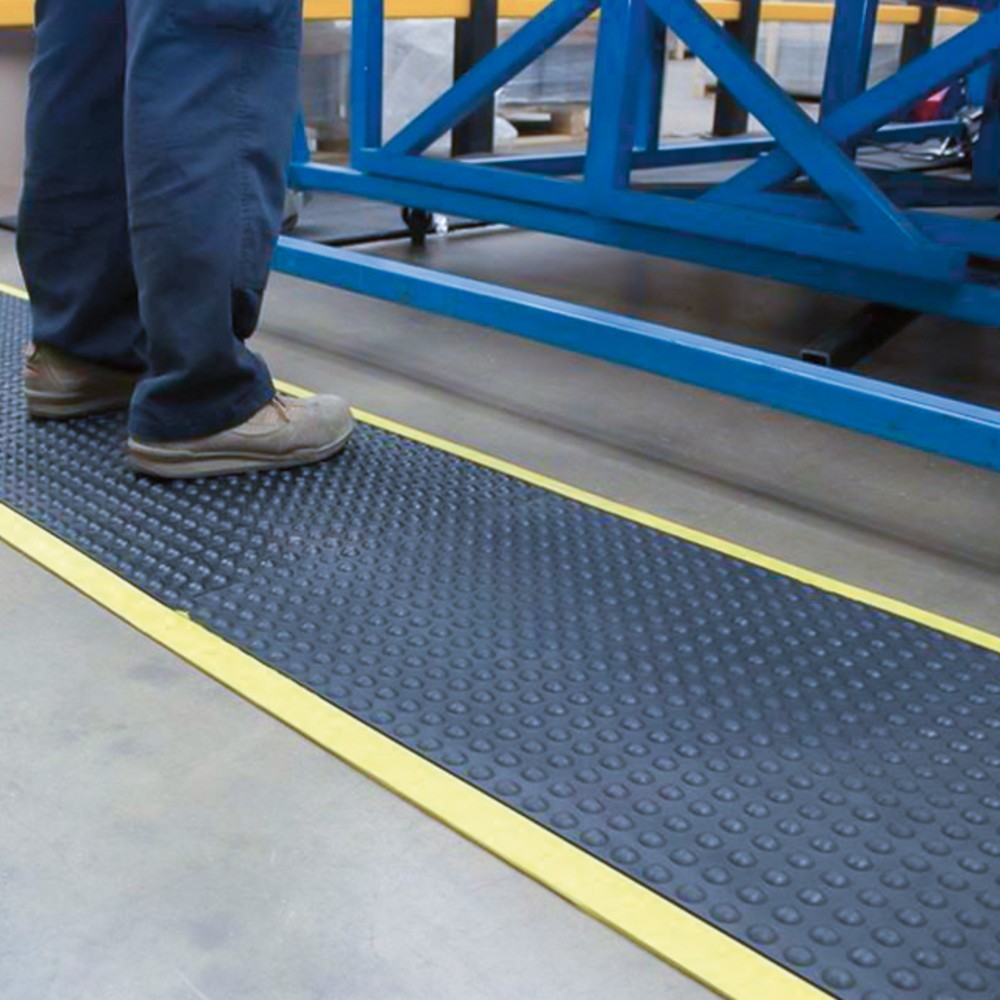 Número de imagen del producto 4: COBA alfombrilla antifatiga, hoyuelos, sistema de azulejos, baldosas de borde, borde amarillo