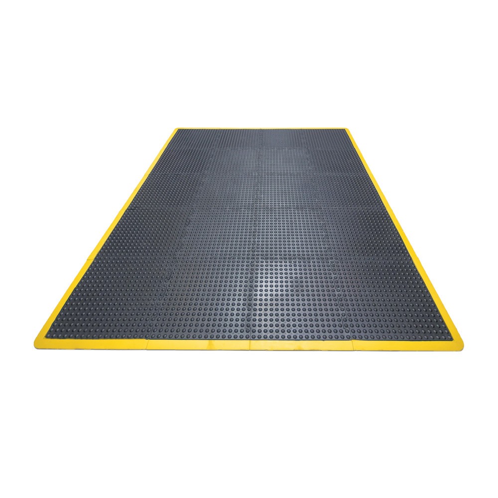 Número de imagen del producto 1: COBA alfombrilla antifatiga, hoyuelos, sistema de azulejos, baldosas de borde, borde amarillo