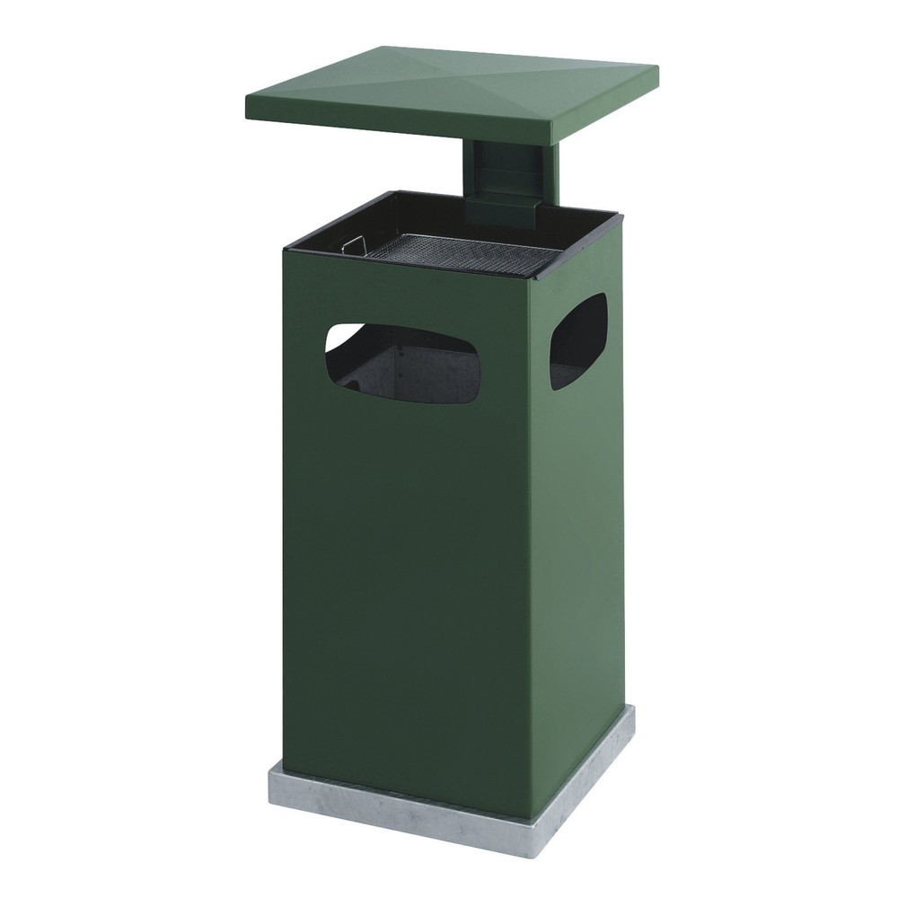 Imagen del producto: Combinación de cenizas y residuos de acero cuadrada con tejadillo desmontable de 70 litros verde