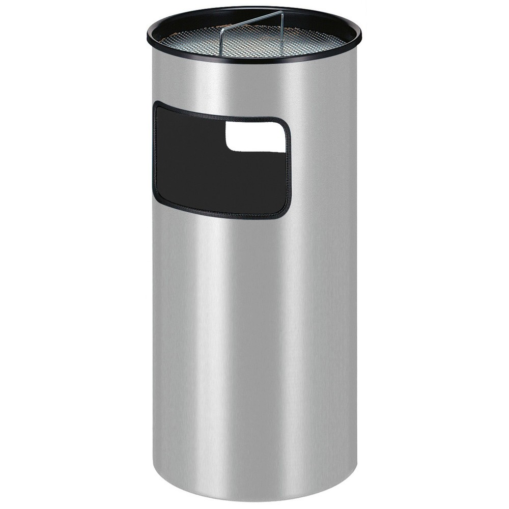 Imagen del producto: Combinación de ceniza y residuo con cubo interior de acero redondo de 50 litros gris aluminio